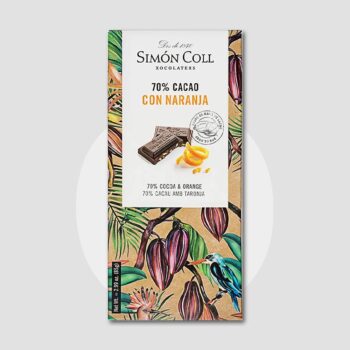 Tableta de Chocolate 70% Cacao con Naranja 85g